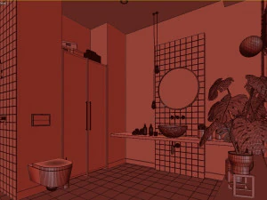 glam green bathroom 3D Model