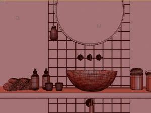 glam green bathroom 3D Model
