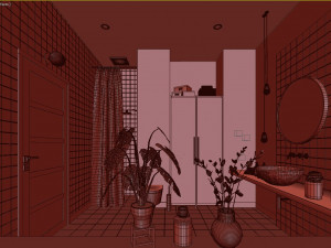 glam green bathroom Modèle 3D