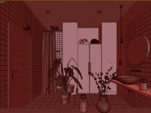 glam green bathroom 3D Model