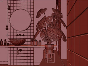 glam green bathroom Modèle 3D