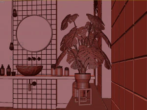 glam green bathroom 3D Model