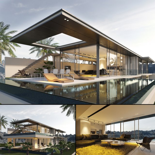 the first crescent villa 3D Model .c4d .max .obj .3ds .fbx .stl .blend 