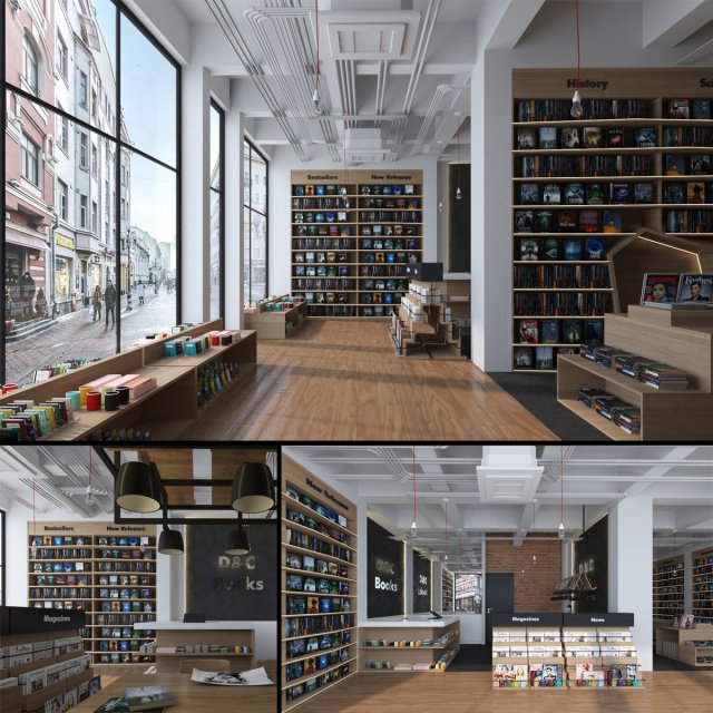 bookstore 3D 模型 .c4d .max .obj .3ds .fbx .stl .blend 