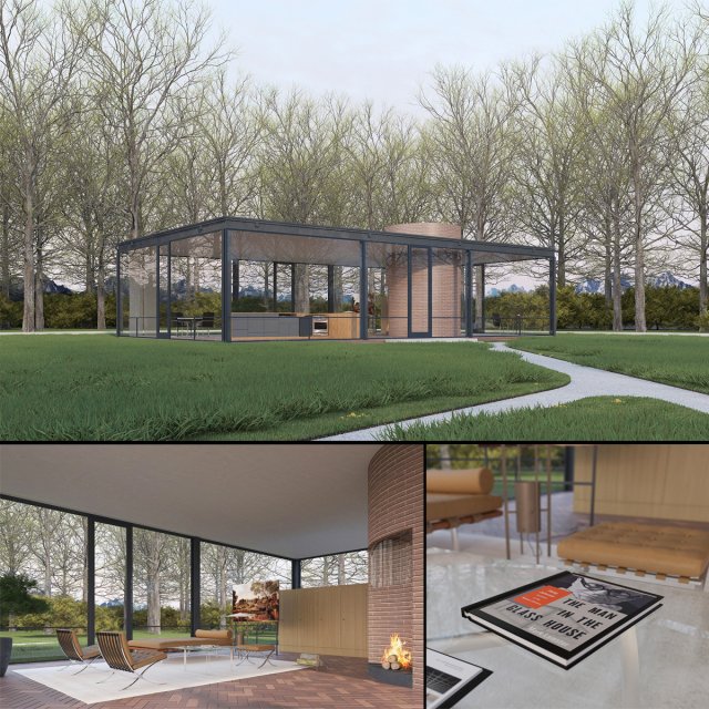glass house Model 3D .c4d .max .obj .3ds .fbx .stl .blend 