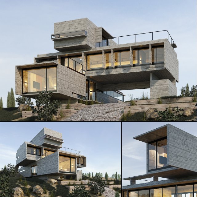 golf house villa 3D Model .c4d .max .obj .3ds .fbx .stl .blend 