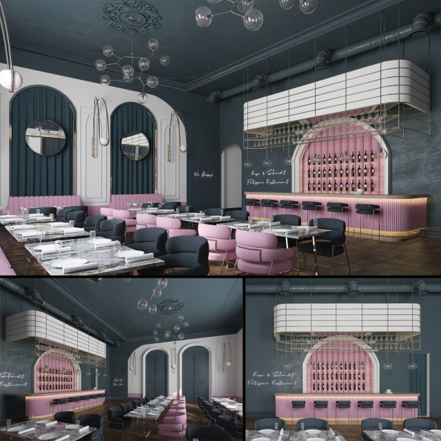luxury glam restaurant Modèle 3D .c4d .max .obj .3ds .fbx .stl .blend 