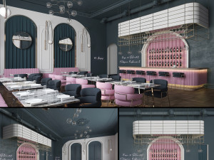 luxury glam restaurant 3D Model