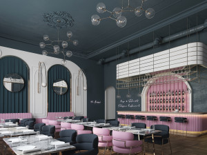 luxury glam restaurant Modèle 3D