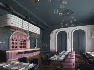 luxury glam restaurant Modèle 3D