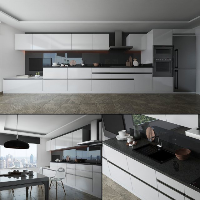 scandinavian kitchen 3D Модель .c4d .max .obj .3ds .fbx .stl .blend 