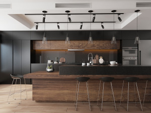 anthracite kitchen Modello 3D