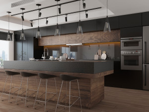 anthracite kitchen Modello 3D