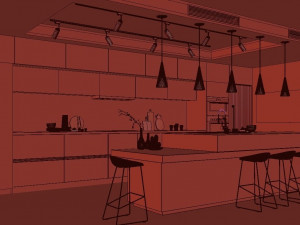 anthracite kitchen Modello 3D