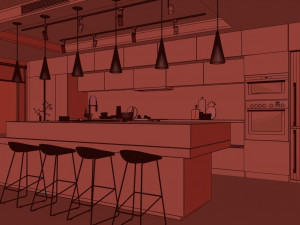 anthracite kitchen Modello 3D