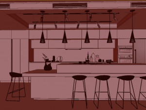 anthracite kitchen Modello 3D