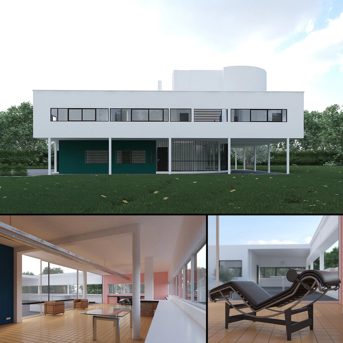 villa savoye 3D Model .c4d .max .obj .3ds .fbx .stl .blend