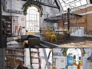 studio loft 3D मॉडल