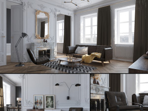 paris mid-century livingroom 3D Model