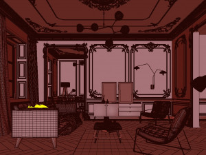 paris mid-century livingroom 3D Model