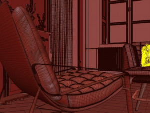 paris mid-century livingroom 3D Model