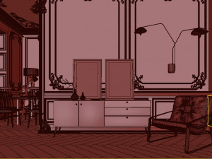 paris mid-century livingroom 3D Model