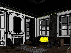 paris mid-century livingroom 3D Model