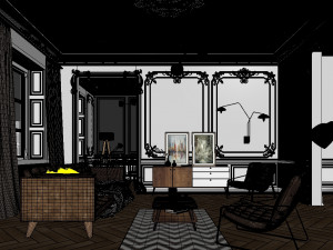 paris mid-century livingroom 3D Model