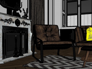 paris mid-century livingroom 3D Model