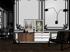 paris mid-century livingroom 3D Model