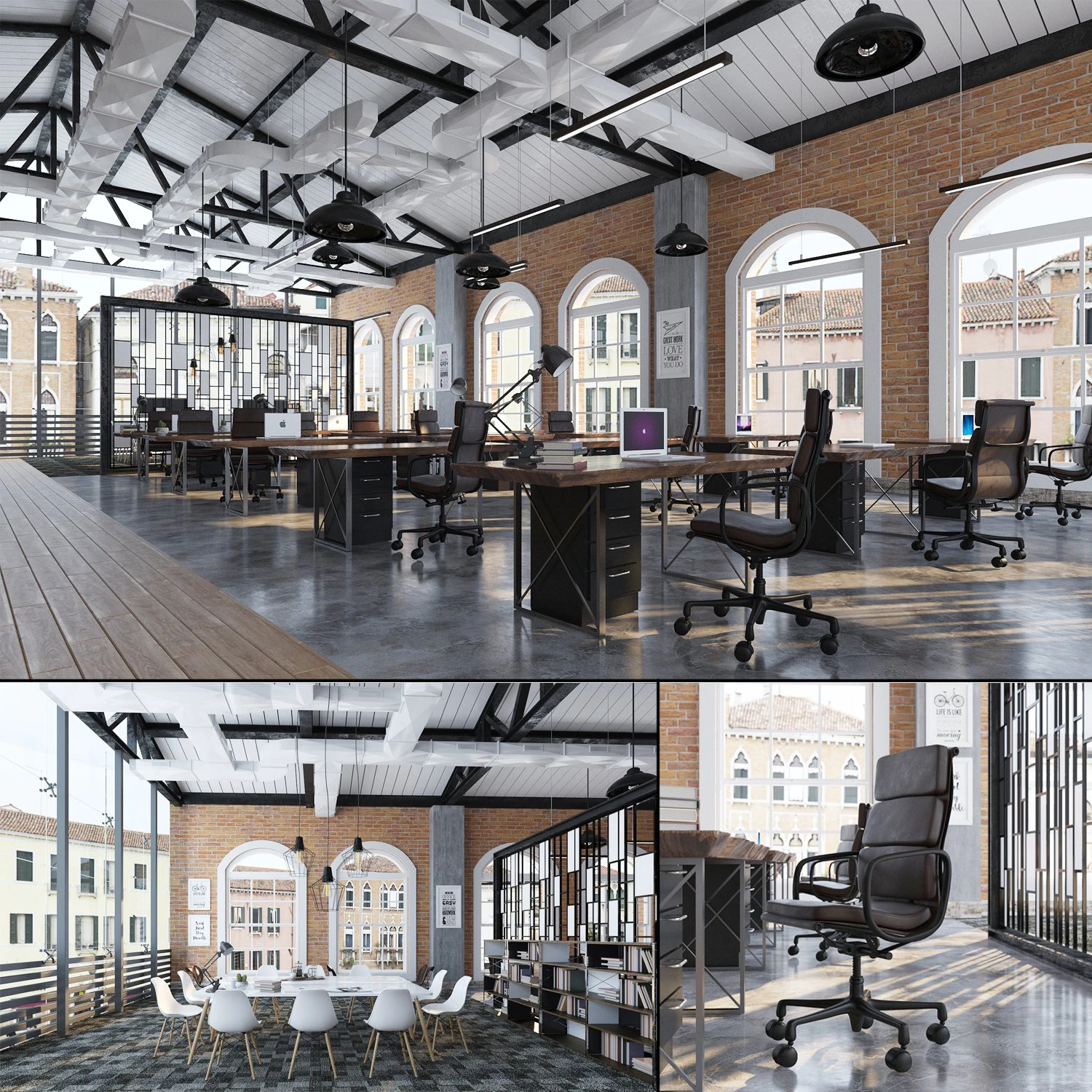 industrial open office 3D Model .c4d .max .obj .3ds .fbx .stl .blend
