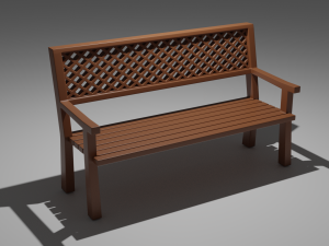 wooden bench 3D-Modell