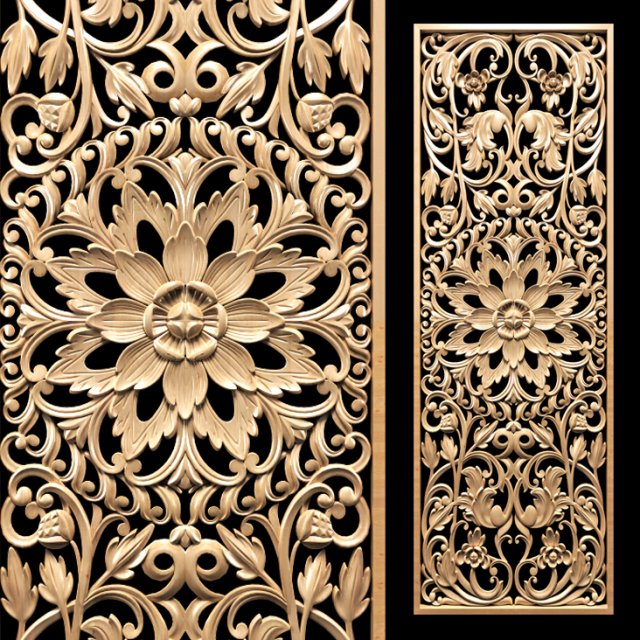 asian style carved panel screen 3D 모델 .c4d .max .obj .3ds .fbx .stl .blend 