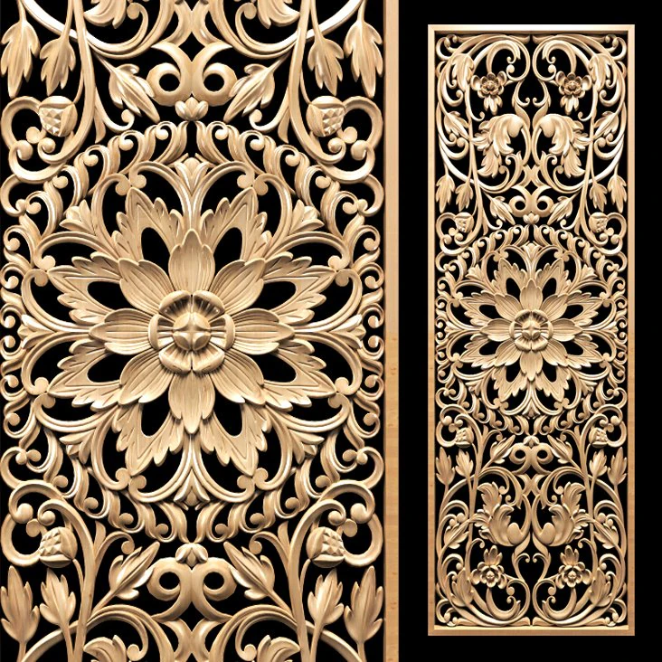asian style carved panel screen 3D Model .c4d .max .obj .3ds .fbx .stl .blend 