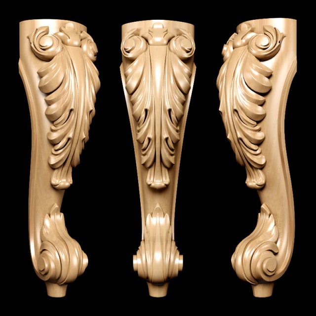 classic carved leg 3D Model .c4d .max .obj .3ds .fbx .stl .blend