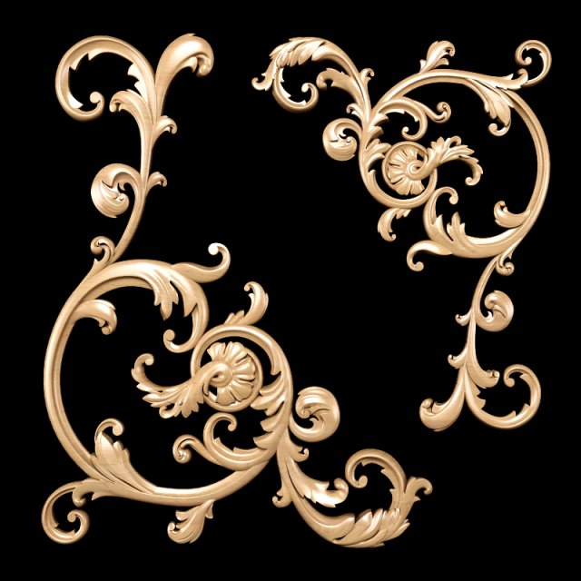 baroque floral carving Modelo 3D .c4d .max .obj .3ds .fbx .stl .blend 