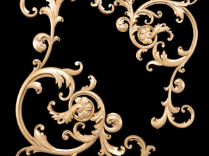 baroque floral carving Model 3D