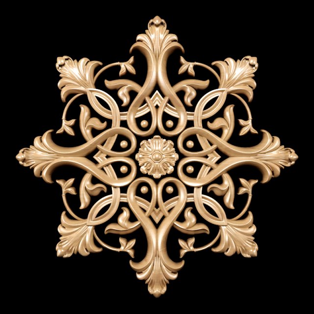 classic style carving rosette 3D Модель .c4d .max .obj .3ds .fbx .stl .blend 