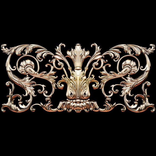 Classic carved decor baroque carving 3D 模型 .c4d .max .obj .3ds .fbx .stl .blend 