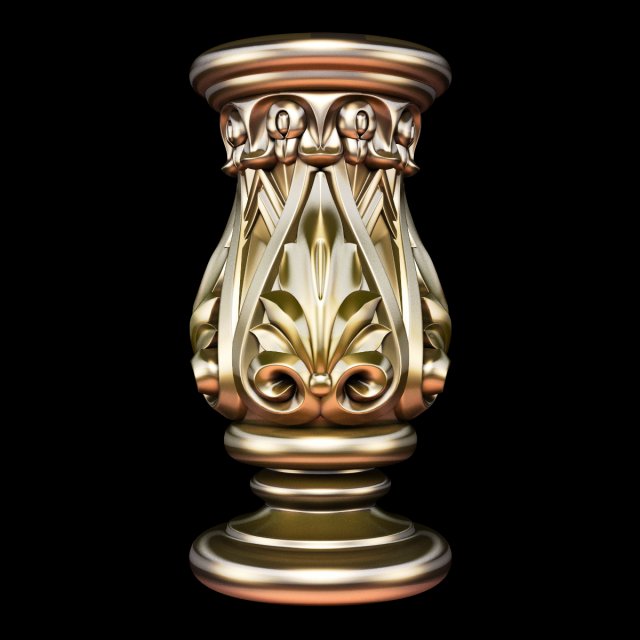 Classic carved cone baluster column base STL file included 3D Model .c4d .max .obj .3ds .fbx .stl .blend 