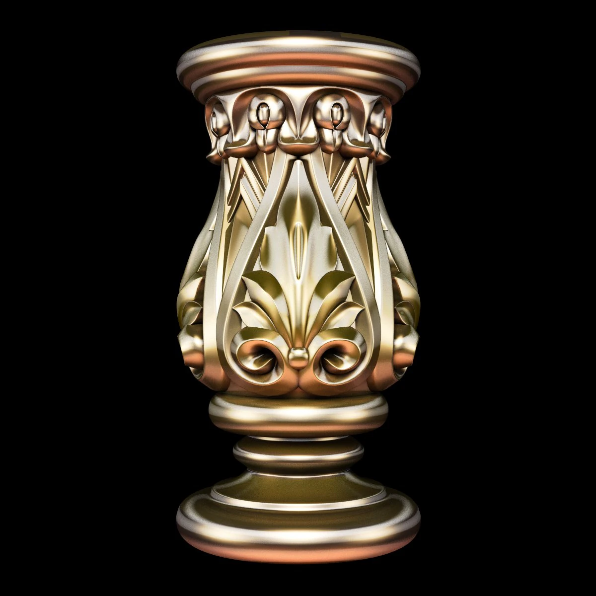 Classic carved cone baluster column base STL file included 3D Model .c4d .max .obj .3ds .fbx .stl .blend 