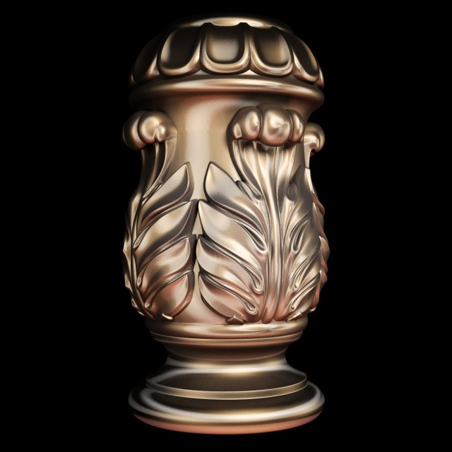 Classic carved cone baluster column base baroque STL file included Modello 3D .c4d .max .obj .3ds .fbx .stl .blend 