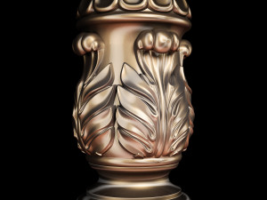 Classic carved cone baluster column base baroque STL file included 3D Model