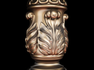 Classic carved cone baluster column base baroque STL file included Modello 3D