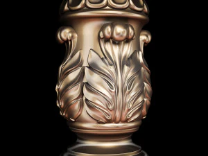 Classic carved cone baluster column base baroque STL file included 3D Model