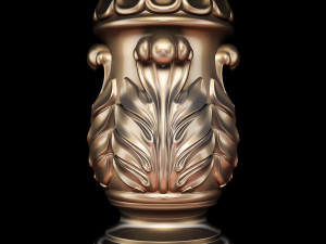 Classic carved cone baluster column base baroque STL file included Modello 3D