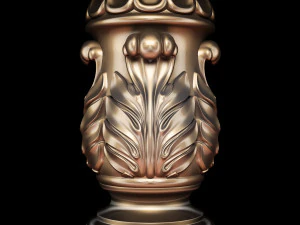 Classic carved cone baluster column base baroque STL file included 3D Model