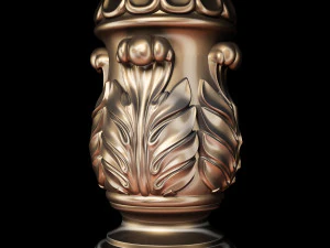 Classic carved cone baluster column base baroque STL file included 3D Model