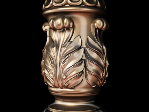 Classic carved cone baluster column base baroque STL file included Modello 3D