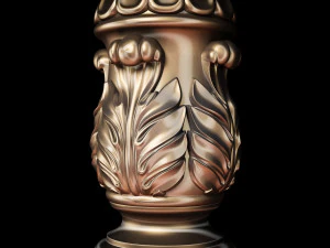 Classic carved cone baluster column base baroque STL file included 3D Model